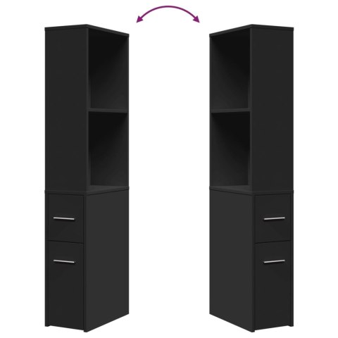 WĄSKA SZAFKA ŁAZIENKOWA NA KÓŁKACH CZARNA