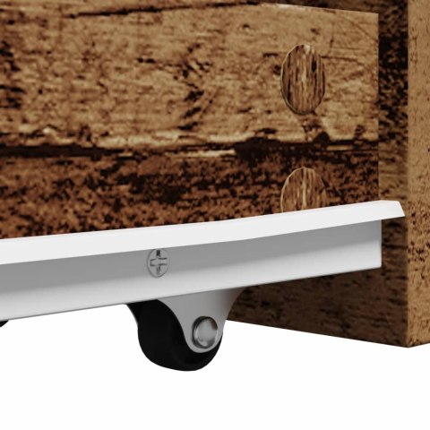 WĄSKA SZAFKA ŁAZIENKOWA NA KÓŁKACH STARE DREWNO