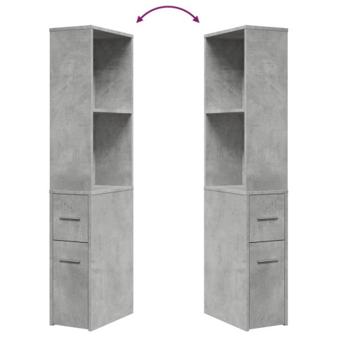 WĄSKA SZAFKA ŁAZIENKOWA NA KÓŁKACH SZAROŚĆ BETONU