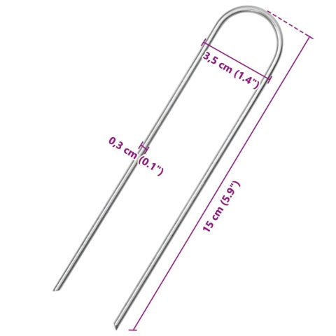 KOŁKI GRUNTOWE W KSZTAŁCIE LITERY U 25 SZT. 15X3,5CM STAL