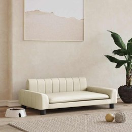 LEGOWISKO DLA PSA KREMOWE 90X53X30CM SZTUCZNA SKÓRA