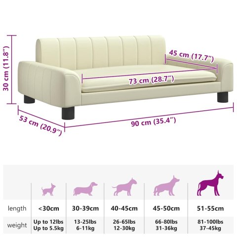 LEGOWISKO DLA PSA KREMOWE 90X53X30CM SZTUCZNA SKÓRA