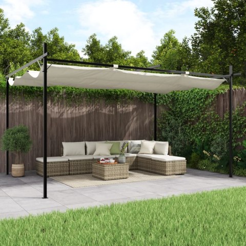 PERGOLA ZE ZWIJANYM DACHEM KREMOWA 395X292X230CM
