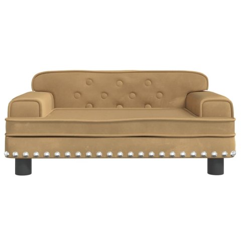 SOFA DLA DZIECI BRĄZOWA 70X45X30CM AKSAMIT