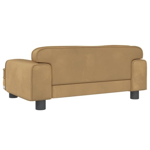 SOFA DLA DZIECI BRĄZOWA 70X45X30CM AKSAMIT