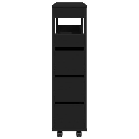 WĄSKA SZAFKA ŁAZIENKOWA NA KÓŁKACH CZARNA