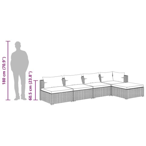 5-CZ. ZESTAW WYPOCZYNKOWY DO OGRODU PODUSZKI RATTAN PE BRĄZ