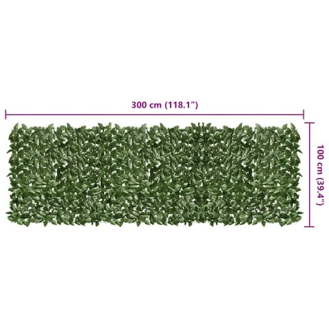 PARAWAN BALKONOWY PANEL CIEMNOZIELONE LIŚCIE 300X100CM