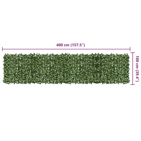 PARAWAN BALKONOWY PANEL CIEMNOZIELONE LIŚCIE 400X100CM