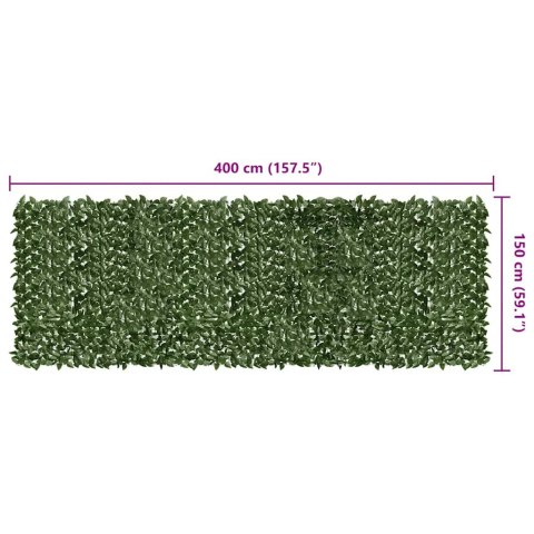 PARAWAN BALKONOWY PANEL CIEMNOZIELONE LIŚCIE 400X150CM
