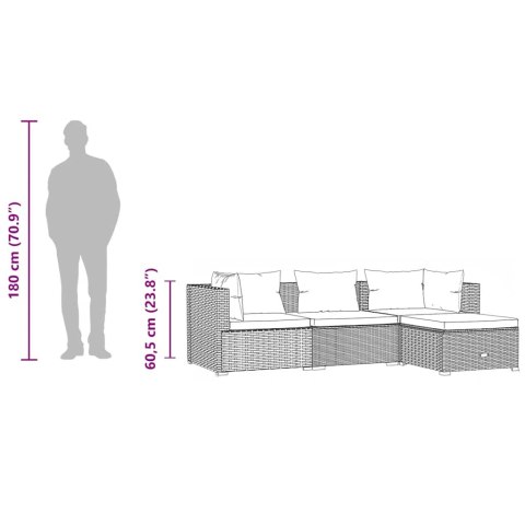 4-CZ. ZESTAW WYPOCZYNKOWY DO OGRODU PODUSZKI RATTAN PE SZARY