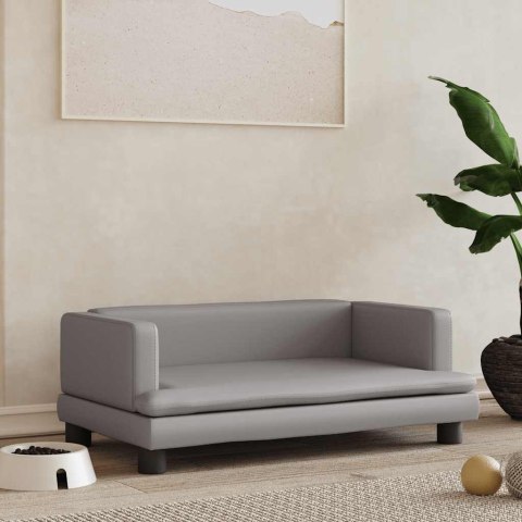 LEGOWISKO DLA PSA SZARE 80X45X30CM SZTUCZNA SKÓRA