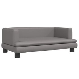 SOFA DLA DZIECI SZARA 80X45X30CM SZTUCZNA SKÓRA