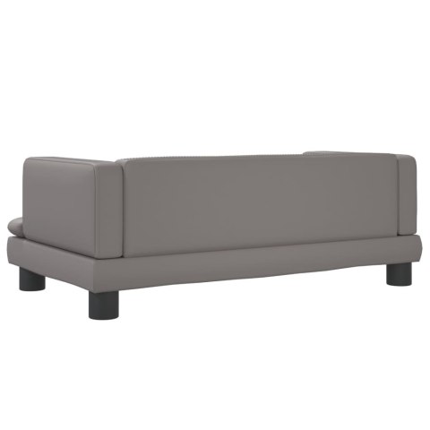 SOFA DLA DZIECI SZARA 80X45X30CM SZTUCZNA SKÓRA