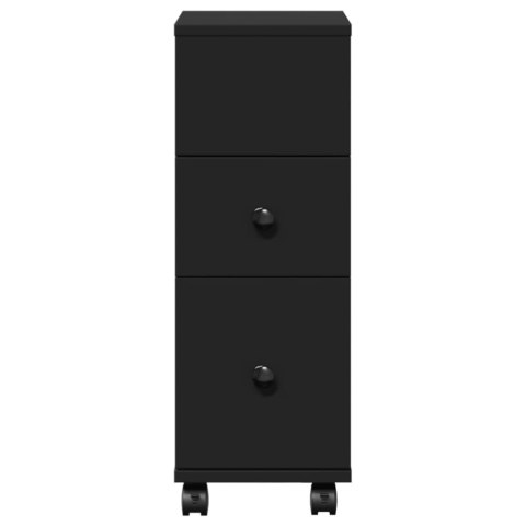 WĄSKA SZAFKA ŁAZIENKOWA NA KÓŁKACH CZARNA