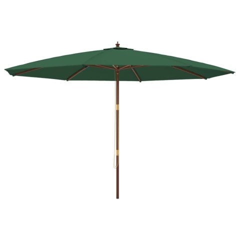 DUŻY PARASOL OGRODOWY NA DREWNIANYM SŁUPKU ZIELONY 400X273CM