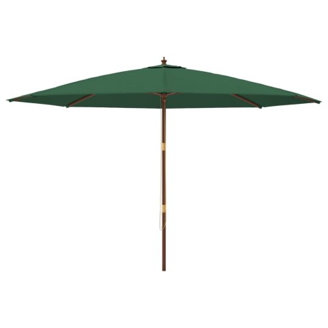 DUŻY PARASOL OGRODOWY NA DREWNIANYM SŁUPKU ZIELONY 400X273CM