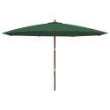 DUŻY PARASOL OGRODOWY NA DREWNIANYM SŁUPKU ZIELONY 400X273CM