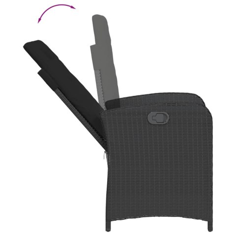 5-CZ. ZESTAW MEBLI OGRODOWYCH Z PODUSZKAMI CZARNY POLIRATTAN