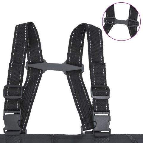 SPODNIOBUTY WĘDKARSKIE Z PASKIEM WYSOKIE CZARNE ROZMIAR 44