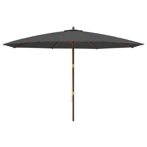 PARASOL OGRODOWY NA DREWNIANYM SŁUPKU ANTRACYTOWY 400X273CM