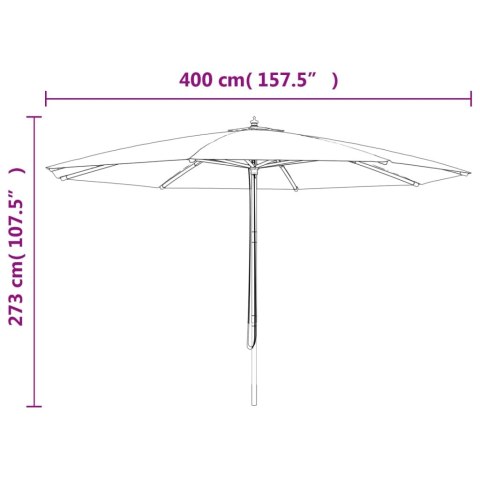 PARASOL OGRODOWY NA DREWNIANYM SŁUPKU ANTRACYTOWY 400X273CM