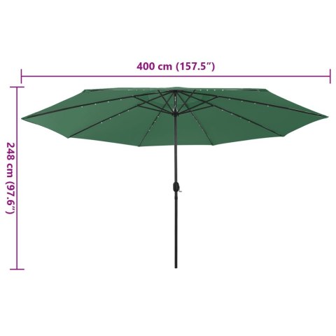 PARASOL OGRODOWY Z LED 400CM ZIELONY