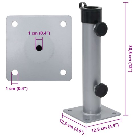 PODSTAWA DO PARASOLA DO SŁUPKÓW Ø38/48MM SREBRNA STAL