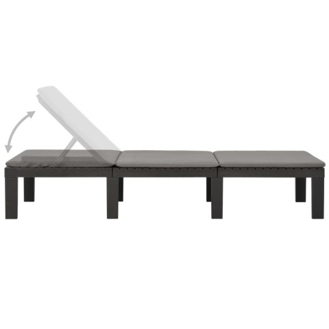 LEŻAK Z PODUSZKĄ PLASTIKOWY ANTRACYTOWY