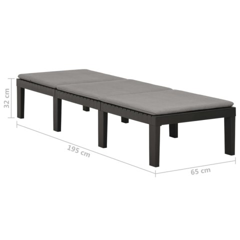 LEŻAK Z PODUSZKĄ PLASTIKOWY ANTRACYTOWY