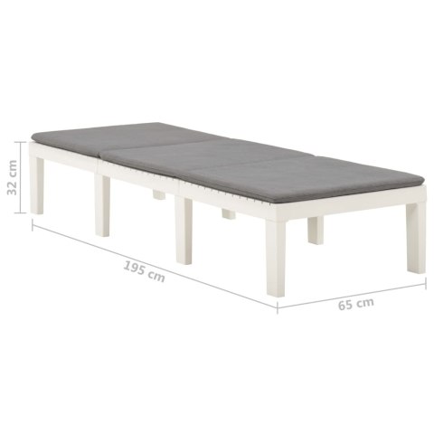 LEŻAK Z PODUSZKĄ PLASTIKOWY BIAŁY