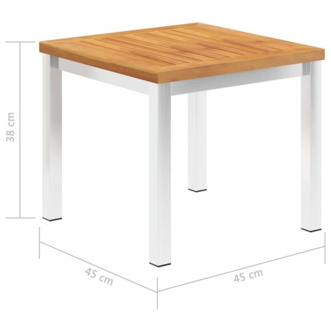 STOLIK OGRODOWY 45X45X38CM DREWNO AKACJOWE I STAL NIERDZEWNA