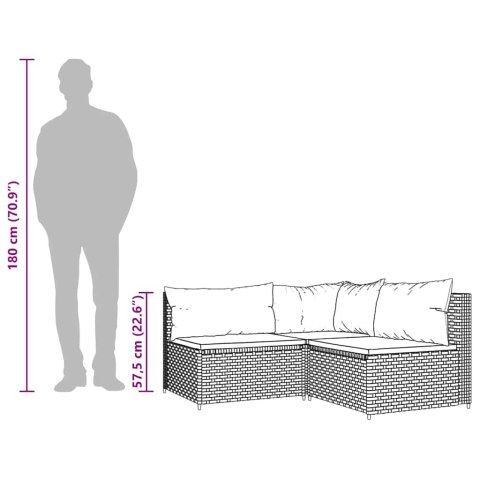 3-CZ. ZESTAW WYPOCZYNKOWY DO OGRODU PODUSZKI SZARY RATTAN PE