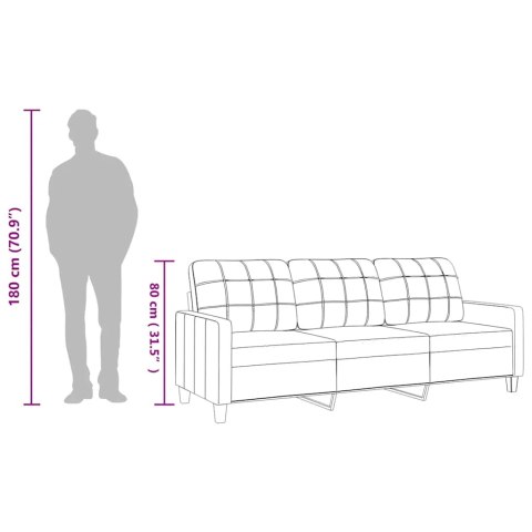 3-OSOBOWA SOFA CZARNA 180CM OBITA SZTUCZNĄ SKÓRĄ