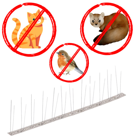 SZEROKIE GĘSTE KOLCE PRZECIW PTAKOM NA PTAKI 20 SZTUK DŁ 50CM DŁ. CAŁK. 10M