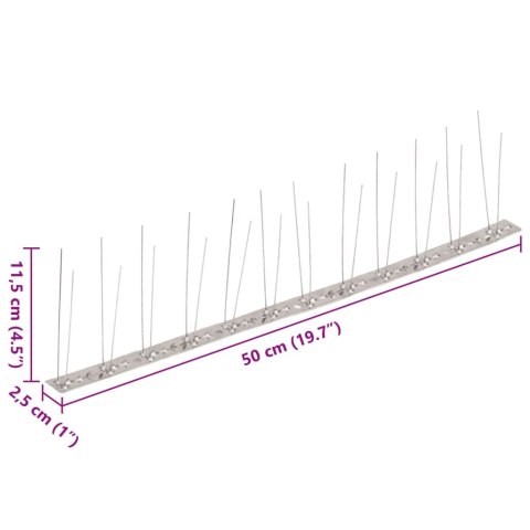 SZEROKIE GĘSTE KOLCE PRZECIW PTAKOM NA PTAKI 6 SZTUK DŁ 50CM DŁ CAŁKOW 3M