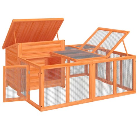 KLATKA DLA KRÓLIKÓW BRĄZOWA 144X123X67,5CM DREWNO SOSNOWE