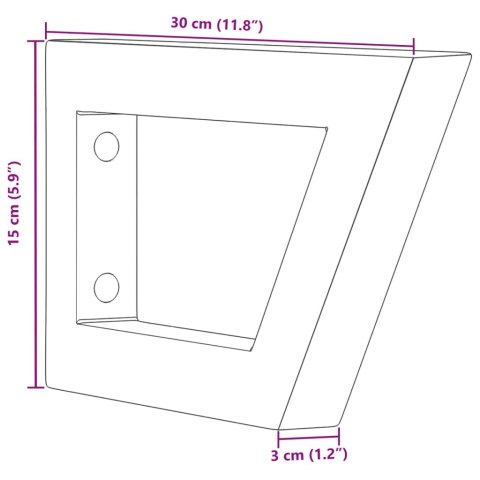 WSPORNIKI DO PÓŁKI POD UMYWALKĘ 2 SZT. BIAŁE TRAPEZOWE STAL