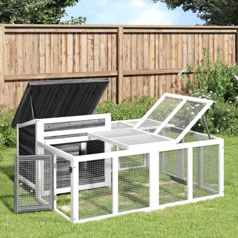 KLATKA DLA KRÓLIKÓW SZARA 144X123X67,5CM DREWNO SOSNOWE