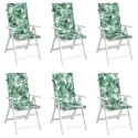 PODUSZKI NA KRZESŁA OGRODOWE 6 SZT. WZÓR W LIŚCIE TKANINA