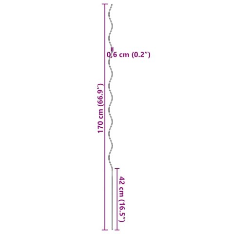 SPIRALNE PODPÓRKI DO ROŚLIN 20 SZT 170CM STAL GALWANIZOWANA