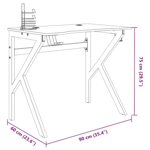 BIURKO DO GIER Z NOGAMI W KSZTAŁCIE K CZARNE 90X60X75CM
