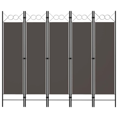 PARAWAN POKOJOWY 5-PANELOWY ANTRACYTOWY 200X180CM