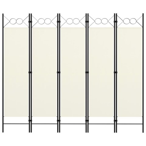 PARAWAN POKOJOWY 5-PANELOWY KREMOWY 200X180CM