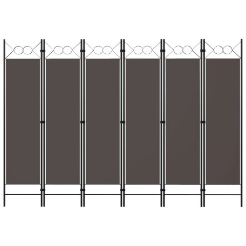 PARAWAN POKOJOWY 6-PANELOWY ANTRACYTOWY 240X180CM