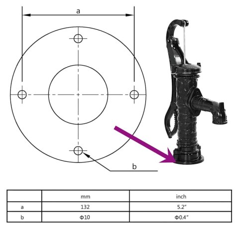 RĘCZNA POMPA OGRODOWA ŻELIWNA