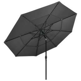 3-POZIOMOWY PARASOL NA ALUMINIOWYM SŁUPKU ANTRACYTOWY 3,5M