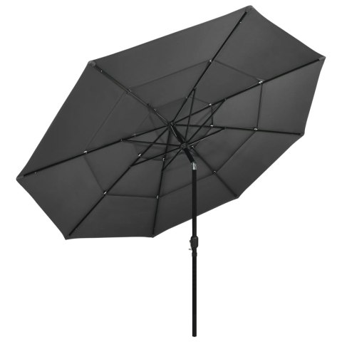 3-POZIOMOWY PARASOL NA ALUMINIOWYM SŁUPKU ANTRACYTOWY 3,5M