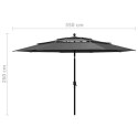 3-POZIOMOWY PARASOL NA ALUMINIOWYM SŁUPKU ANTRACYTOWY 3,5M