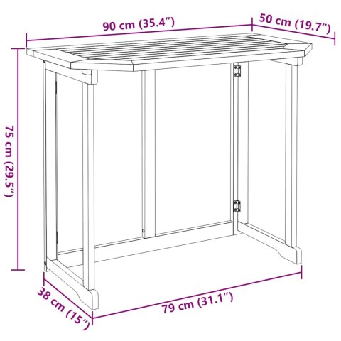 STOLIK BISTRO 90X50X75CM DREWNO AKACJOWE